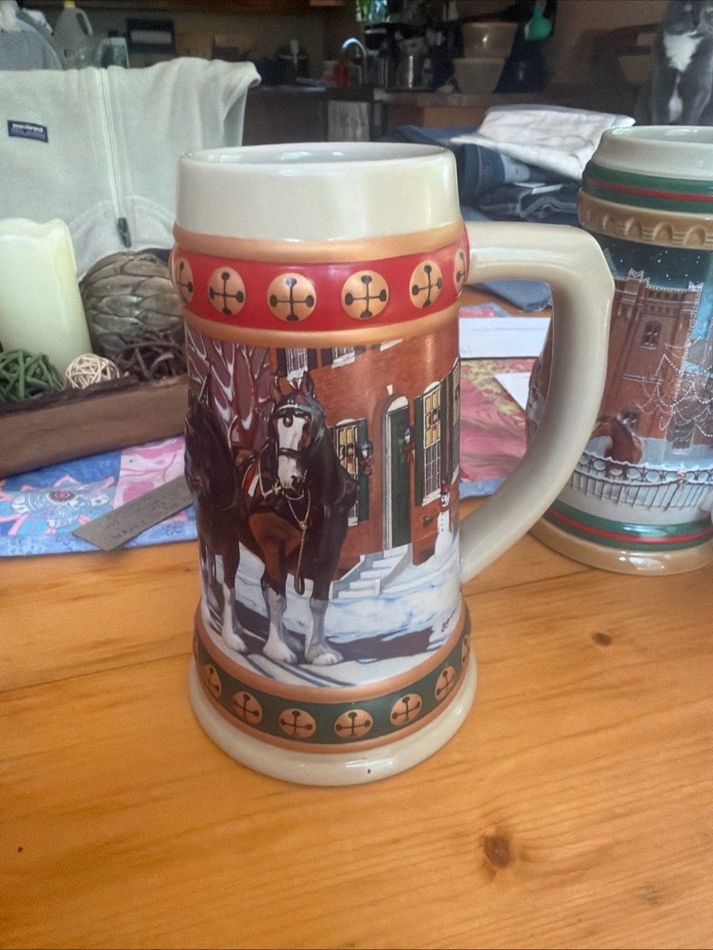 1993 Budweiser "Hometown Holiday" Clydesdale beer stein